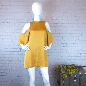 Revolve Tularosa Cold Shoulder Shift Dress Gold Size XS